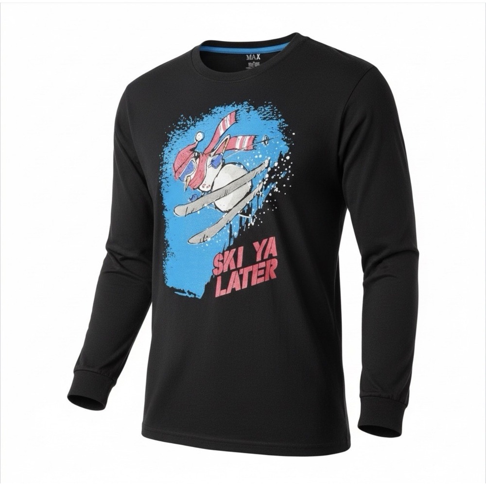 NEW Max & Olivia SKI YA LATER Youth's Long sleeve Graphic T Shirt Size XL 16/18